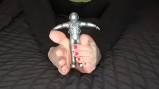 Giantess and Tiny Astronaut Bare Foot Play Closeup