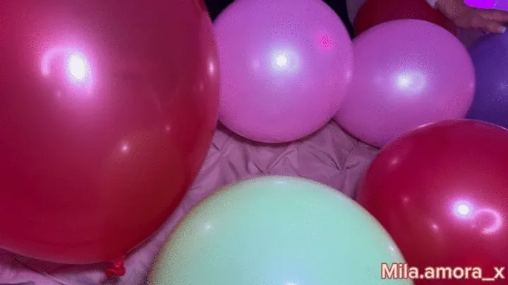 Easter bunny pops over for balloon orgasm