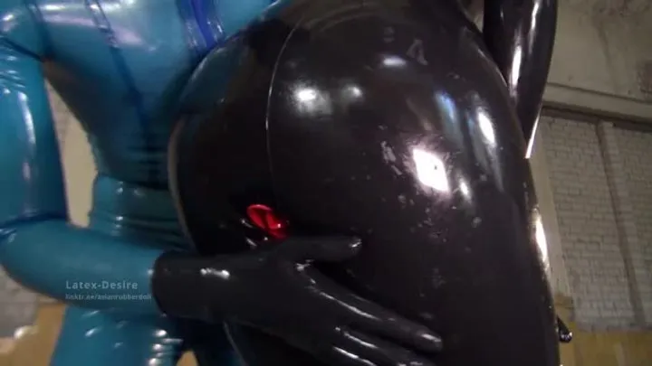 Horny rubber doll used in a lost place