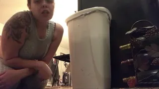 Tiny man accidentally falls into trash can