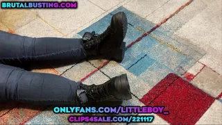 Licking her massive feet in hard boots with soles - Dave Moon - Jennifer - BrutalBusting