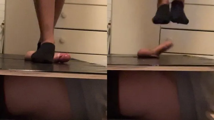 Ankle sock trample and ballbusting