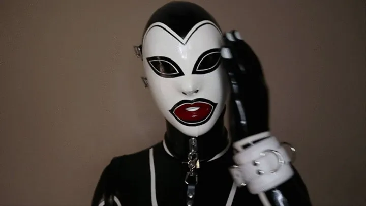 Double Masked Latex Doll with Nose Tubes Vibrates Rubber Pussy