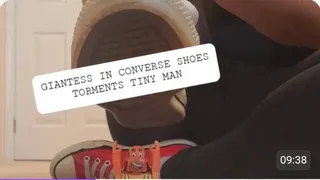 Giantess in Converse Shoes Torments Tiny Man