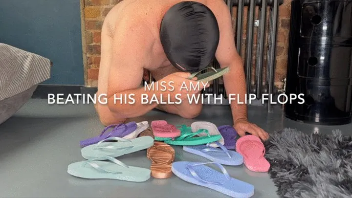 Beating His Balls With Flip Flops