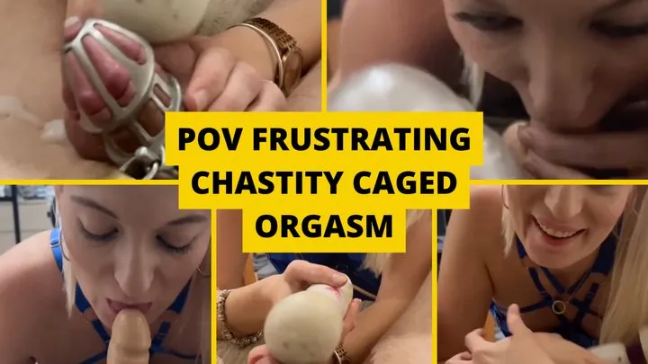 POV Teased and made to cum in chastity cage