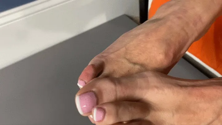 Up close french pedicured toes held together and fucked