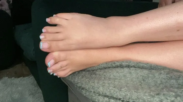 Worshipping Talia's beautiful blue tip french pedi