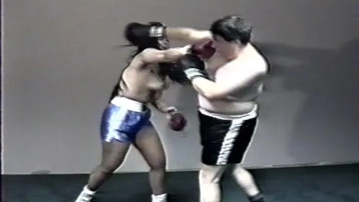 Topless Mixed Boxing- Punches To The Breasts, Belly & Face To A KO Ending-Tara Titanium vs Mike