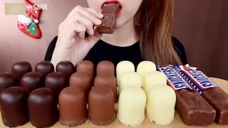 Asian Princess Yani ASMR Chocolate Feast Pt 7 Frozen Snickers Ice Cream LOVERS Food Porn Fetish Chewing Licks Noisy Swallowing Close-Up No Talking tight Red Lips