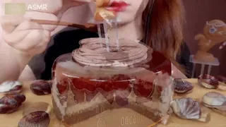 Asian Princess Yani ASMR Chocolate Feast Pt 9 creamy puffy chocolate layer cake Cream LOVERS Food Porn Fetish Chewing Licks Noisy Swallowing Close-Up No Talking tight Red Lips