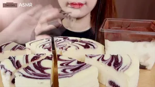 Asian Princess Yani ASMR Blueberry Cheesecake Dipped in Dripping Milk Chocolate Food Fetish Chewing Licks Noisy Swallowing Close-Up No Talking Red Lips