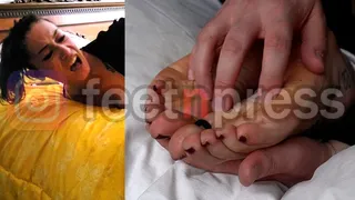 Eleinked facedown feet tickling (Fishnet socks to bare soles)