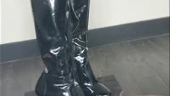 Hard trampling in patent leather boots