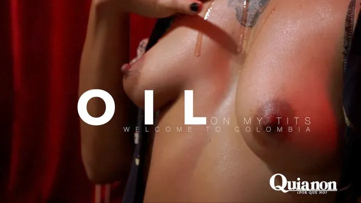 Oil her tits, The sexy latin teen Evelinn working hard