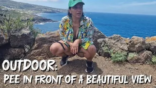 Outdoor: nasty MILF pee in front of a beautiful view