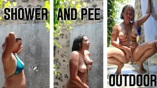 Shower and pee outdoor