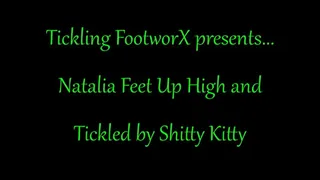Nathalia Feet Up High and Tickled by Kitty
