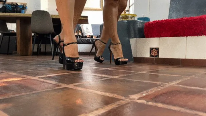 Mia Soles and Stephanie Leather Dominas on Black Diabolic Heels