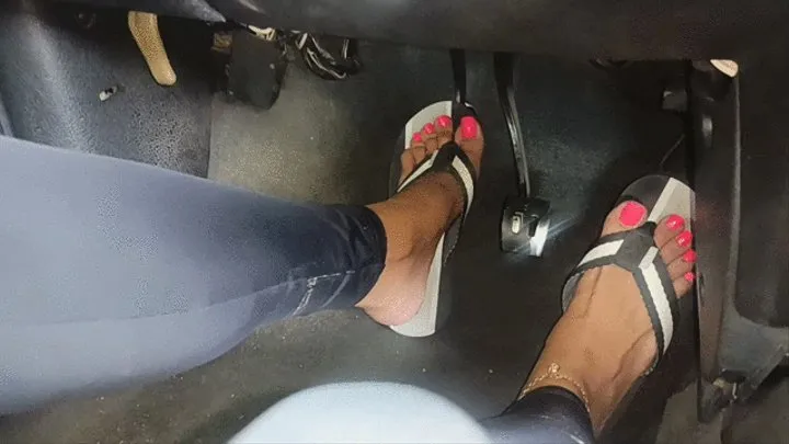 Miaisbeth sexy pedal pumping on flip flops and barefoot