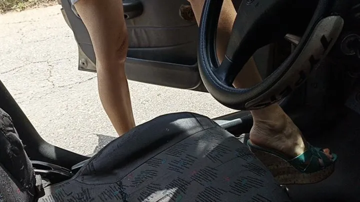 Katherine pedal pumping on wedges and barefoot