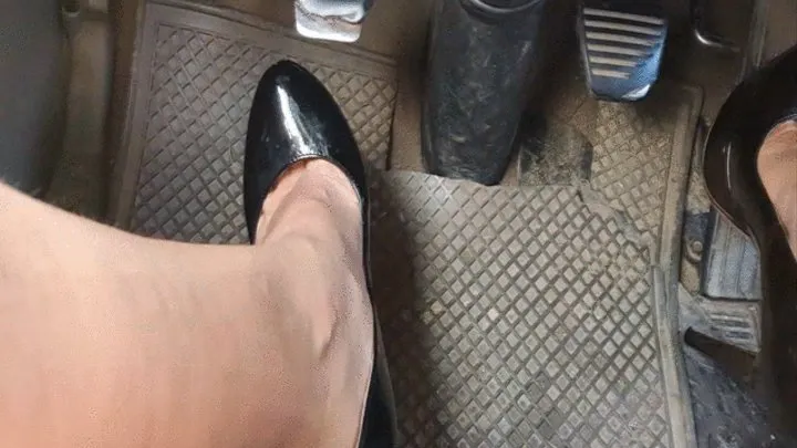 Mia Soles Driving and Pedal Pumping a truck on high heel pumps