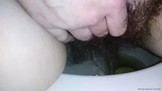 Silent Bushy Pee While Rubbing Clit