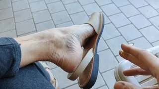 Dangling and shoeplay with Menorcan shoes - foot massage and tickling while smoking