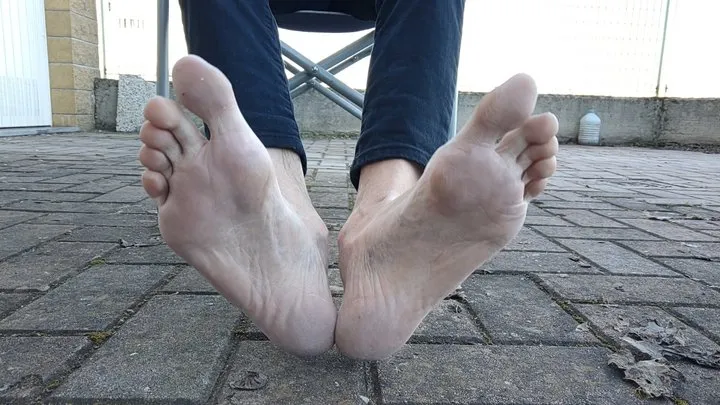 Foot fetish with my feet and soles outdoors