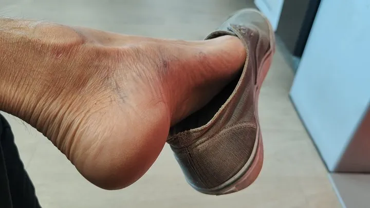 Shoeplay, foot play, dangling, dipping and dropping my wrecked shoes in public