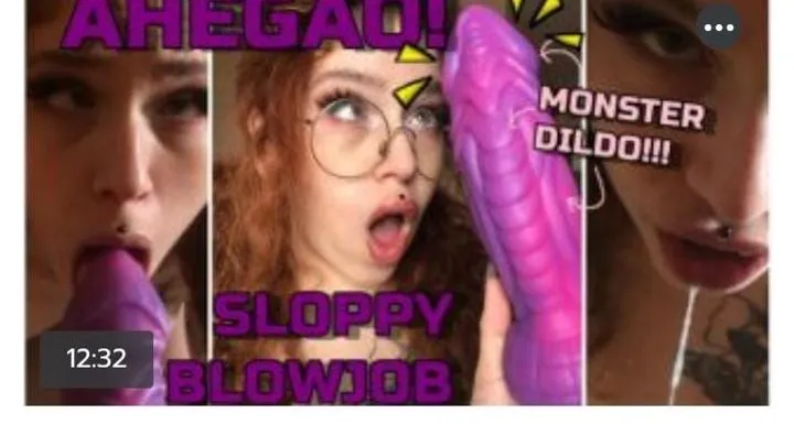 Ahegao Blowjob ALIEN DILDO MOUTH FETISH