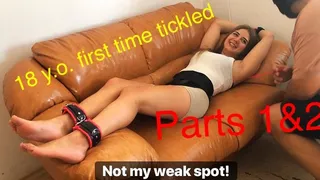 18 year old first time tickled! Parts 1 and 2