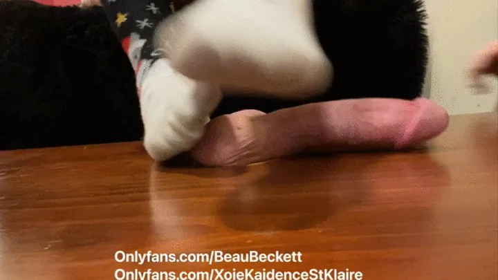 Day 7 Stomping my balls with cute Christmas socks! Making biscuits with my balls! XoieKaidence and Beau Beckett