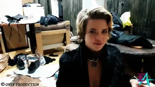 Emily Addams sucking dick in black fur coat