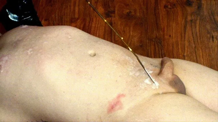 I remove the wax from my slaves body(SD)  Dragonlady Whipping Waxplay Slavetraining