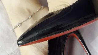 Louboutin heels with sexy toes and black toenails