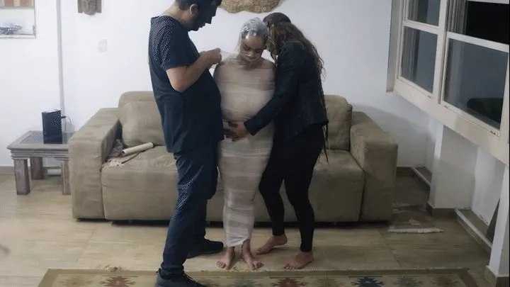 Mummifying Natasha with white tape! (FULL VIDEO)