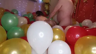 Getting fucked every which way surrounded by balloons