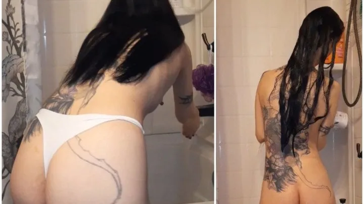 Goth Goddess Shower Time & Clit Play with Showerhead