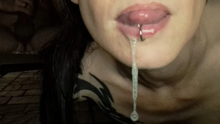 Outdoor Goth Blowjob And Cum Play with Gagging