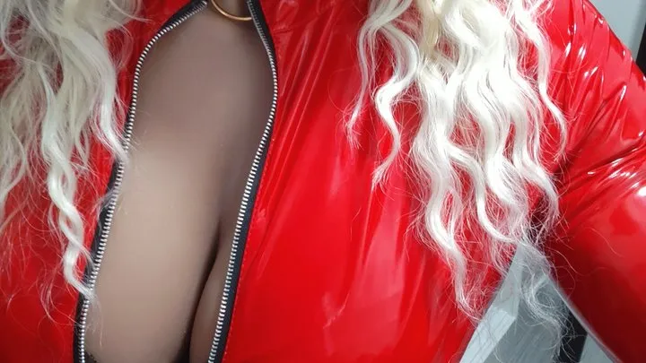 Tania masturbates in red latex