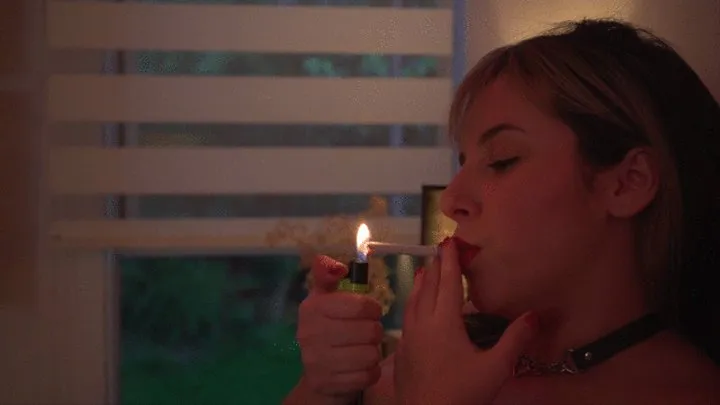 Natalie smokes the first cigarette of her life and gets horny