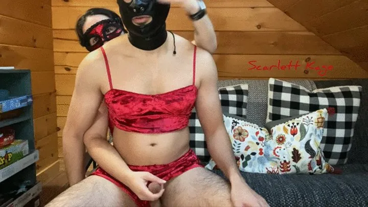 Scarlett Kage edging and spanking with Bunny - edging, SPH, barehanded spanking, lingerie, masks, gimp mask, sissification, humiliation, stern domme, dirty talk