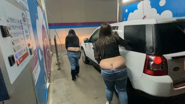 Big Sexy Ass Cleaning Car On Public Buttcrack