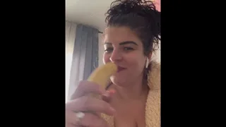 burping on top of your cock (a banana) sucking it, burping with your tongue out and playing with your tongue