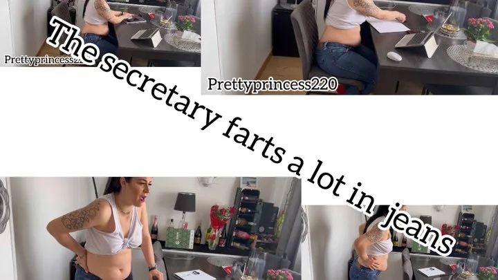 The secretary farts a lot in jeans