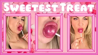 Sweetest Treat - Pretty Goddess licks and sucks on a lollipop with her big full lips, teasing you with her pretty face and lips