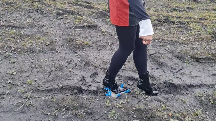 Giantess Crushing you Into the Mud Under my Patent Ankle Boots