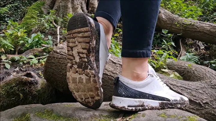 Going out for a Muddy Walk in my Bright White Nike Thea Sneakers