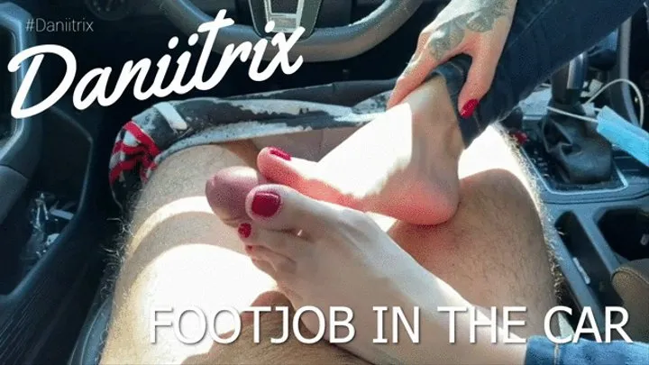 footjob and handjob in the car